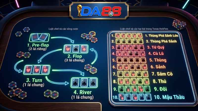 Nắm vững các vòng cược và thứ tự sức mạnh tay bài